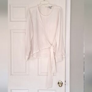 Forever 21 Contemporary cream holiday office party semi-sheer blouse.  Size L.